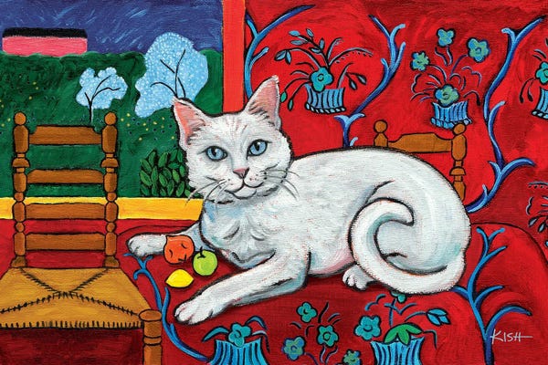 Artists Like Matisse: White Kitty Catisse by Gretchen KISH Serrano
