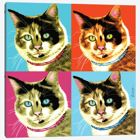 Four Calico Cats Purrhol Canvas Print #GKS282} by Gretchen Kish Serrano Canvas Print