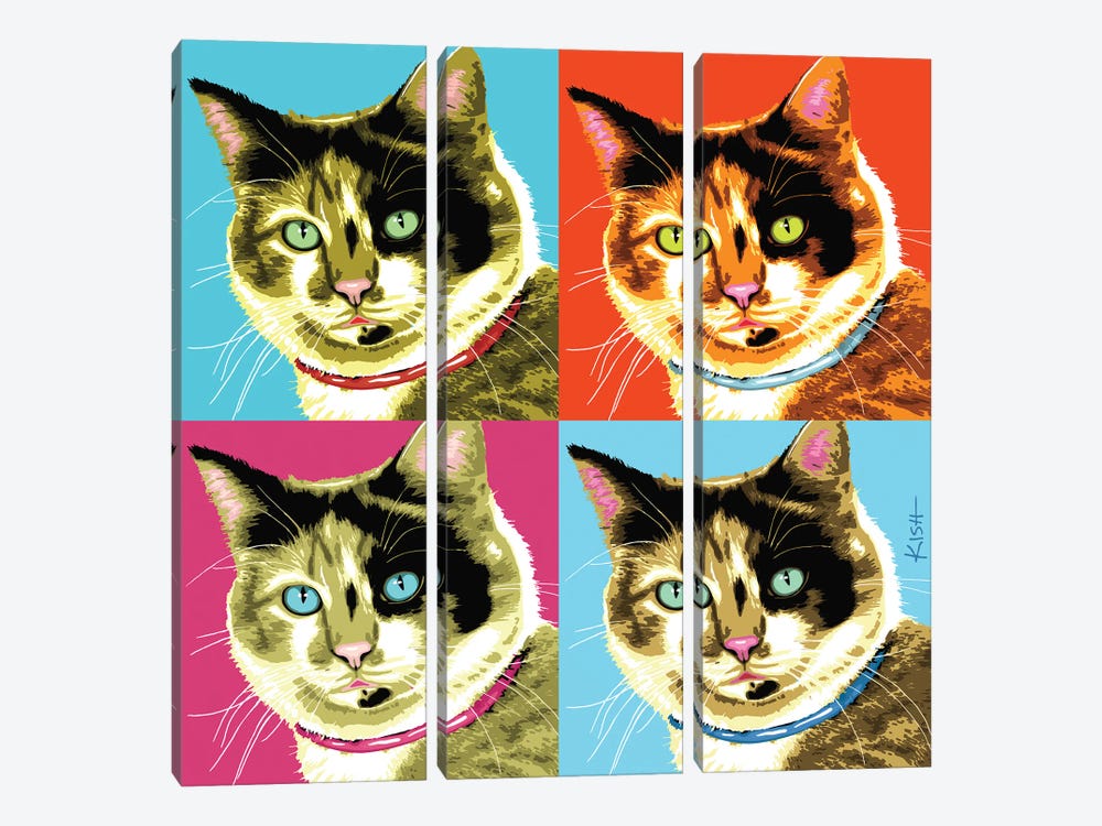 Four Calico Cats Purrhol by Gretchen Kish Serrano 3-piece Canvas Print