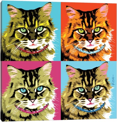 Four Tabby Cats Purrhol Canvas Art Print - Similar to Andy Warhol