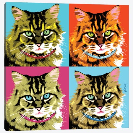 Four Tabby Cats Purrhol Canvas Print #GKS283} by Gretchen Kish Serrano Canvas Print