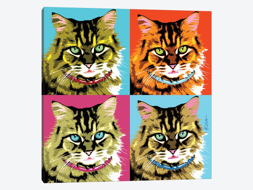 Four Tabby Cats Purrhol by Gretchen Kish Serrano 1-piece Canvas Artwork