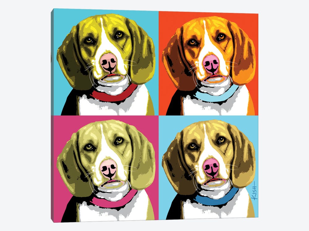 Four Beagles Woofhol by Gretchen Kish Serrano 1-piece Canvas Print