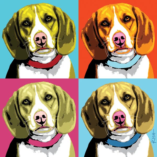 Pupsterpieces: Four Beagles Woofhol by Gretchen KISH Serrano