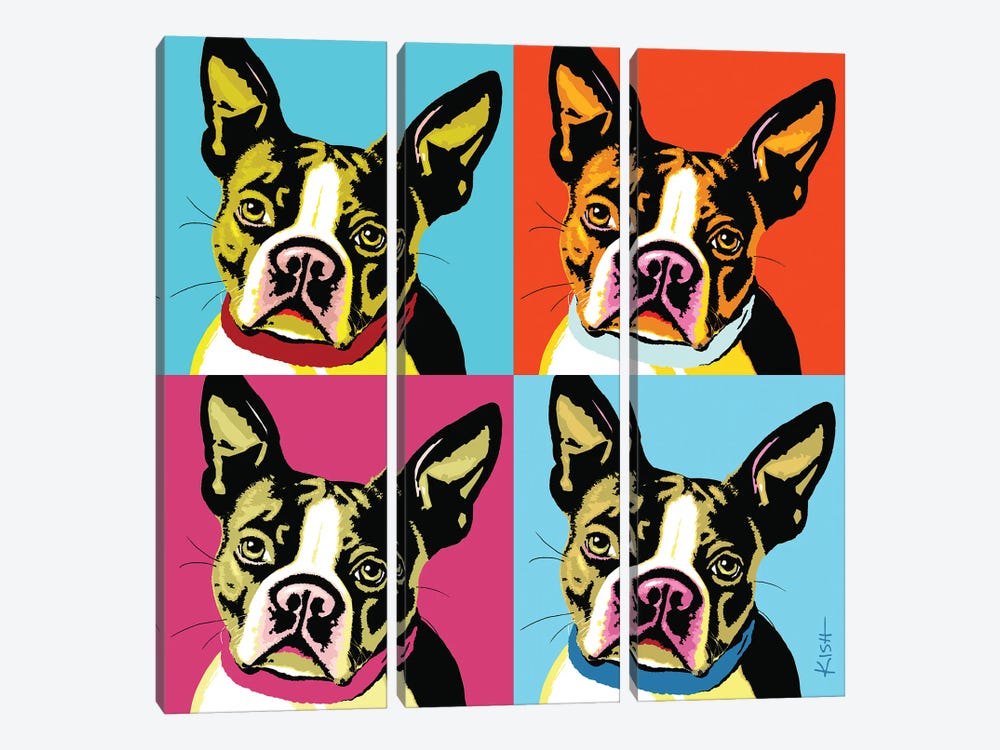 Four Bostons Woofhol 3-piece Canvas Art