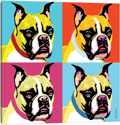 Four Boxers Woofhol Canvas Art Print - Similar to Andy Warhol