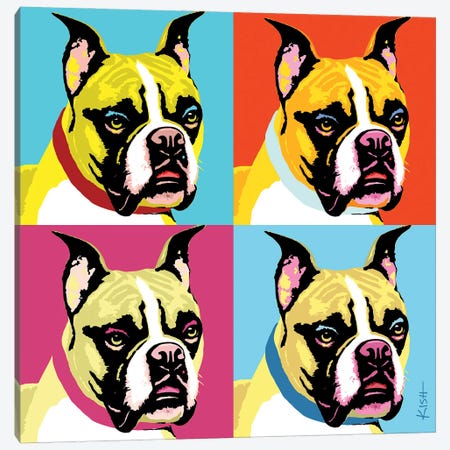 Four Boxers Woofhol Canvas Print #GKS286} by Gretchen Kish Serrano Canvas Wall Art