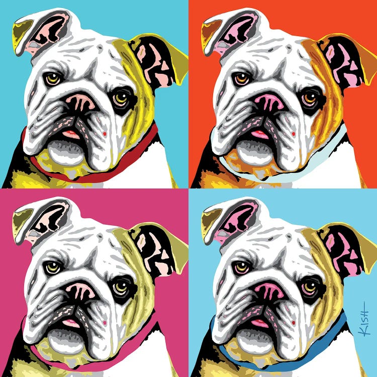 Four Bulldogs Woofhol by Gretchen Kish Serrano wall art