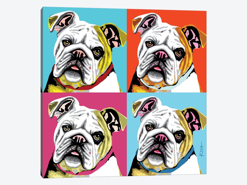Four Bulldogs Woofhol by Gretchen Kish Serrano 1-piece Canvas Artwork
