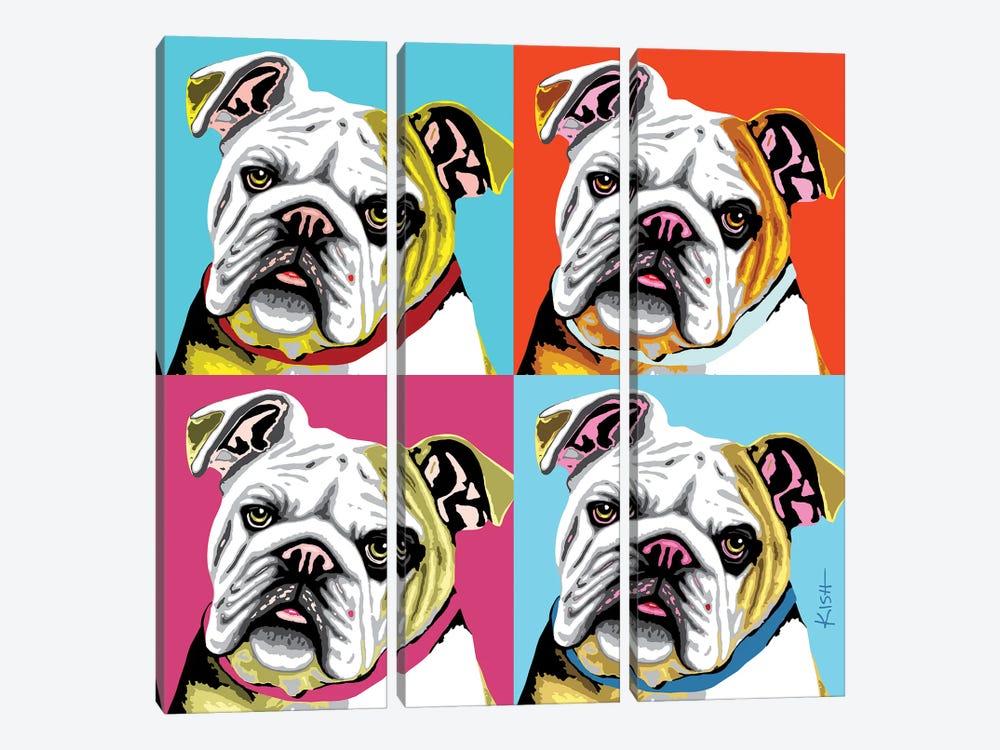 Four Bulldogs Woofhol 3-piece Canvas Artwork