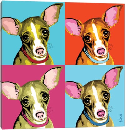 Four Chihuahuas Woofhol Canvas Art Print - Similar to Andy Warhol