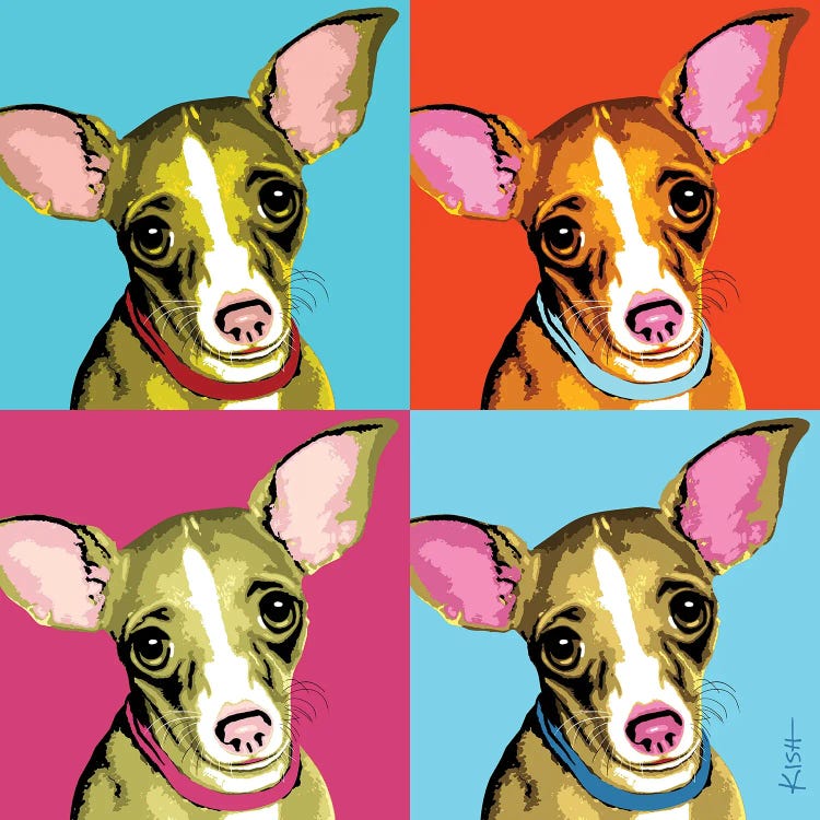 Four Chihuahuas Woofhol by Gretchen Kish Serrano wall art