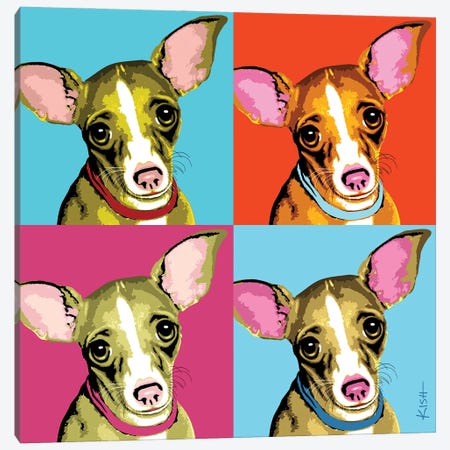 Four Chihuahuas Woofhol Canvas Print #GKS288} by Gretchen Kish Serrano Canvas Print