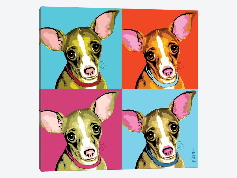Four Chihuahuas Woofhol by Gretchen Kish Serrano 1-piece Canvas Art Print