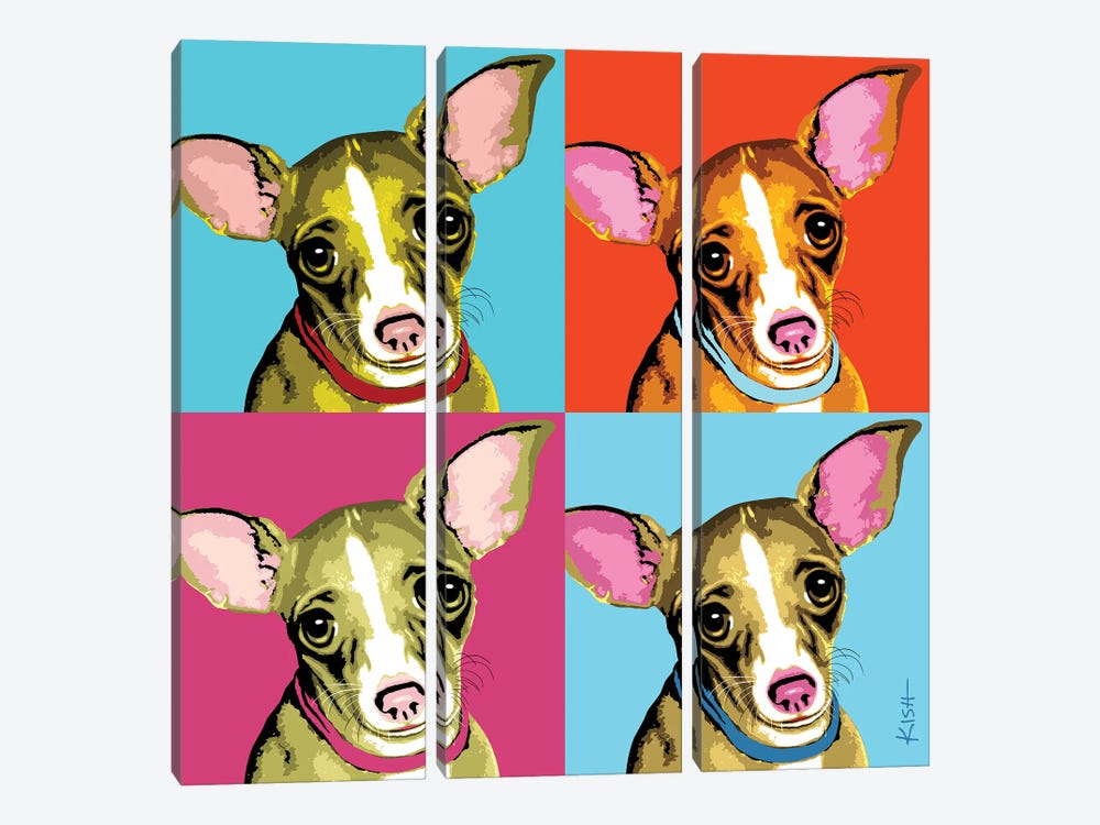 Four Chihuahuas Woofhol by Gretchen Kish Serrano 3-piece Art Print