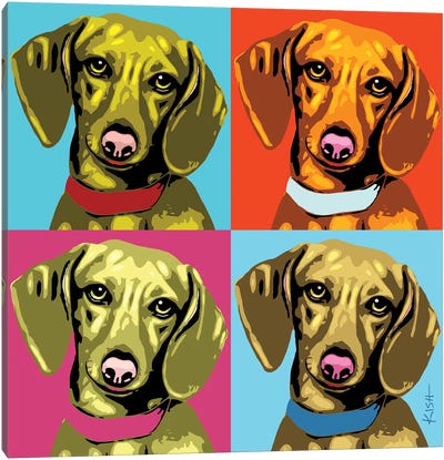 Four Dachshunds Woofhol Canvas Art Print - Similar to Andy Warhol