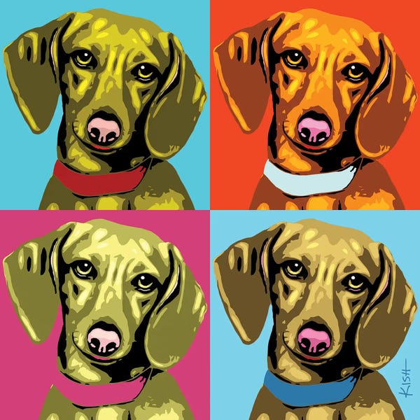 Dachshunds: Four Dachshunds Woofhol by Gretchen KISH Serrano