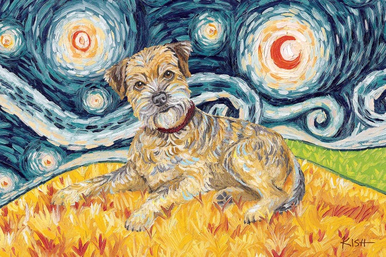 Border Terrier On A Starry Night