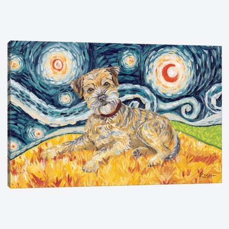 Border Terrier On A Starry Night Canvas Print #GKS28} by Gretchen Kish Serrano Canvas Print