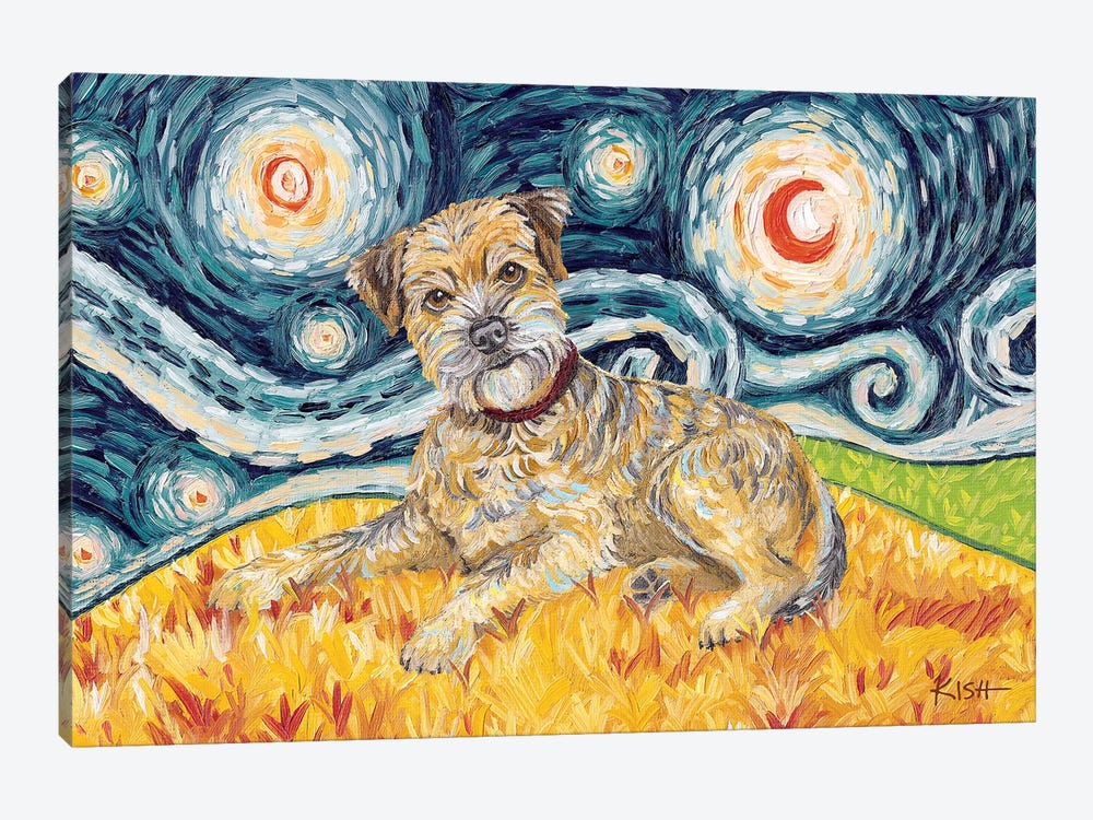 Border Terrier On A Starry Night by Gretchen Kish Serrano 1-piece Canvas Print