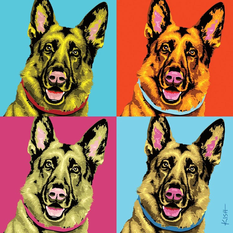 Four German Shepherds Woofhol