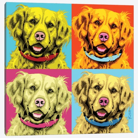 Four Goldens Woofhol Canvas Print #GKS291} by Gretchen Kish Serrano Canvas Wall Art