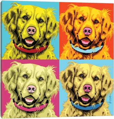 Four Goldens Woofhol Canvas Art Print - Pupsterpieces