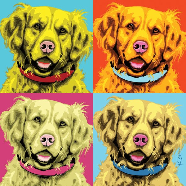 Pupsterpieces: Four Goldens Woofhol by Gretchen KISH Serrano