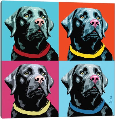 Four Black Labs Woofhol Canvas Art Print - Similar to Andy Warhol