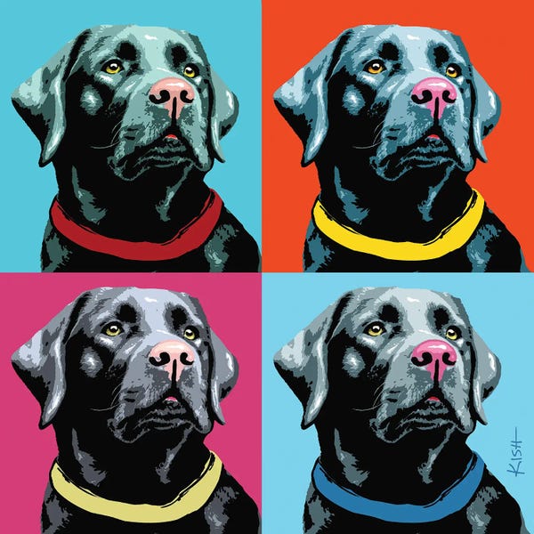 Similar To Andy Warhol: Four Black Labs Woofhol by Gretchen KISH Serrano