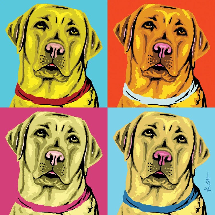 Four Yellow Labs Woofhol