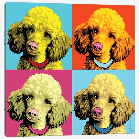 Four Poodles Woofhol Canvas Print #GKS294} by Gretchen Kish Serrano Art Print