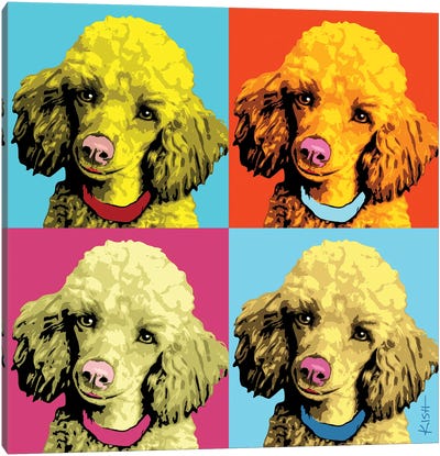 Four Poodles Woofhol Canvas Art Print - Poodle Art