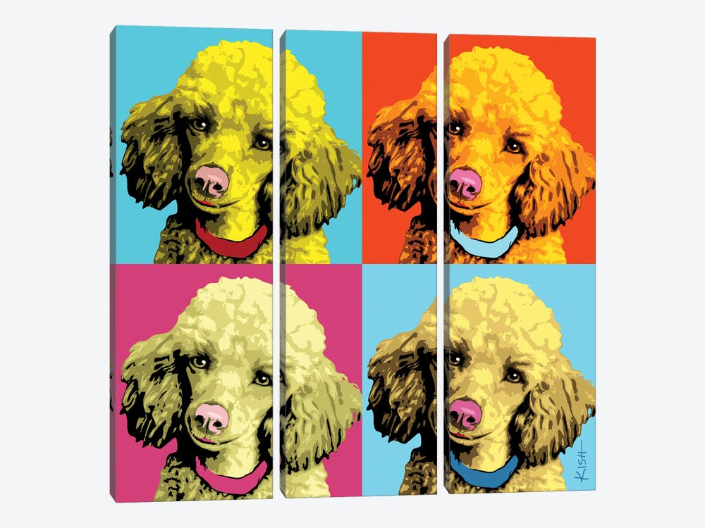 Four Poodles Woofhol by Gretchen Kish Serrano 3-piece Canvas Wall Art