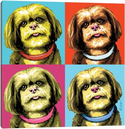 Four Shih Tzus Woofhol Canvas Art Print - Similar to Andy Warhol