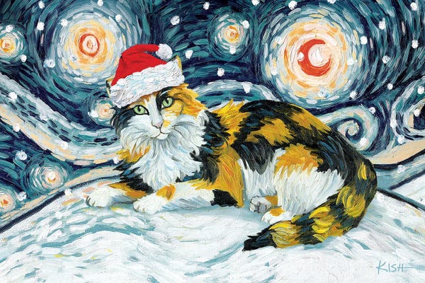 Calico Cats: Calico Cat On A Snowy Night by Gretchen KISH Serrano