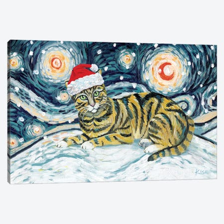 Tan Tabby Cat On A Snowy Night Canvas Print #GKS304} by Gretchen Kish Serrano Art Print