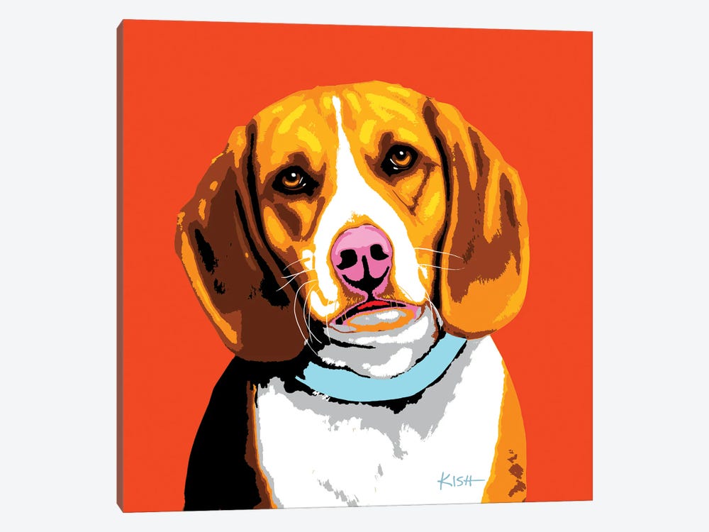 Beagle Orange Woofhol by Gretchen Kish Serrano 1-piece Canvas Artwork