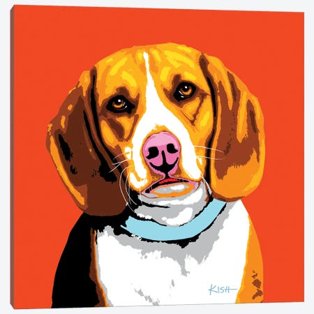 Beagle Orange Woofhol Canvas Print #GKS306} by Gretchen Kish Serrano Canvas Art Print