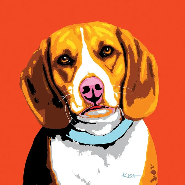 Beagles: Beagle Orange Woofhol by Gretchen KISH Serrano