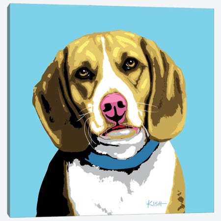 Beagle Blue Woofhol Canvas Print #GKS307} by Gretchen Kish Serrano Canvas Art Print