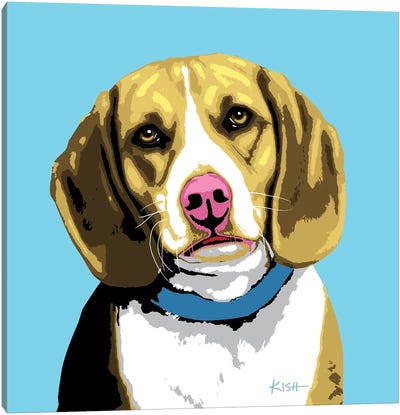 Beagle Blue Woofhol Canvas Art Print - Beagle Art