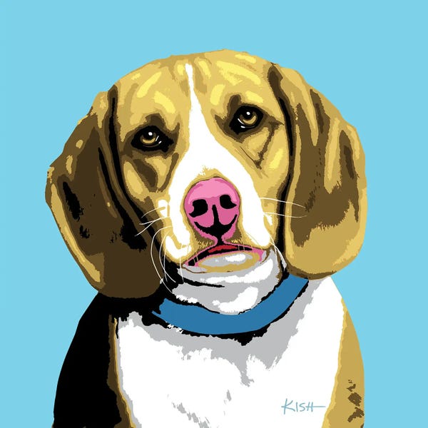 Beagles: Beagle Blue Woofhol by Gretchen KISH Serrano