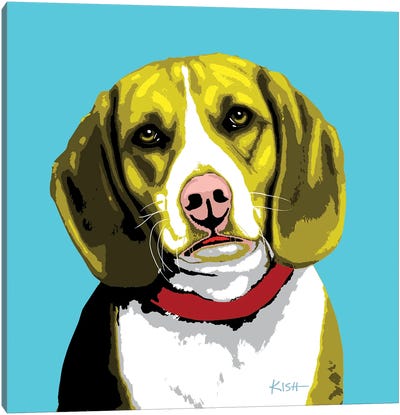 Beagle Teal Woofhol Canvas Art Print - Gretchen Kish Serrano