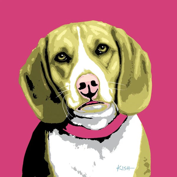 Beagles: Beagle Pink Woofhol by Gretchen KISH Serrano