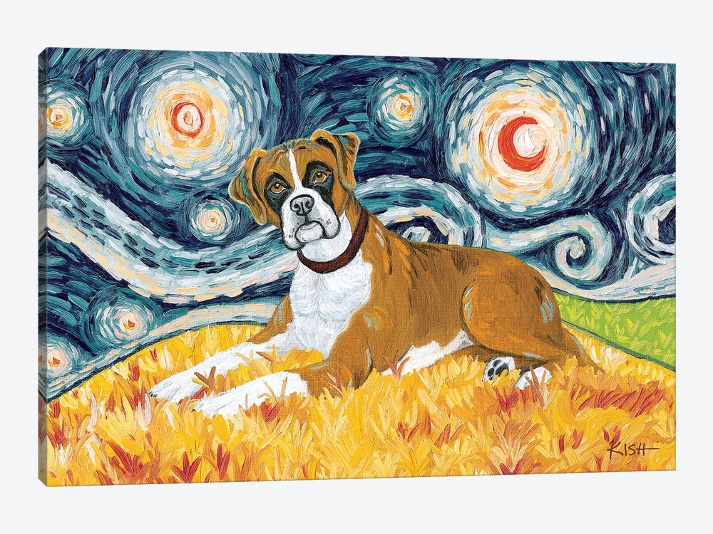 Boxer On A Starry Night by Gretchen Kish Serrano 1-piece Canvas Artwork