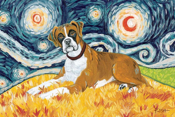 Boxers: Boxer On A Starry Night by Gretchen KISH Serrano