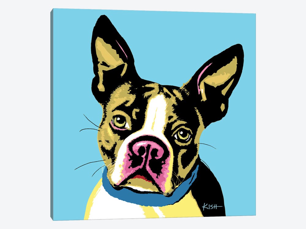 Boston Terrier Blue Woofhol 1-piece Canvas Artwork