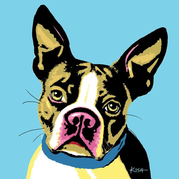 Similar To Andy Warhol: Boston Terrier Blue Woofhol by Gretchen KISH Serrano
