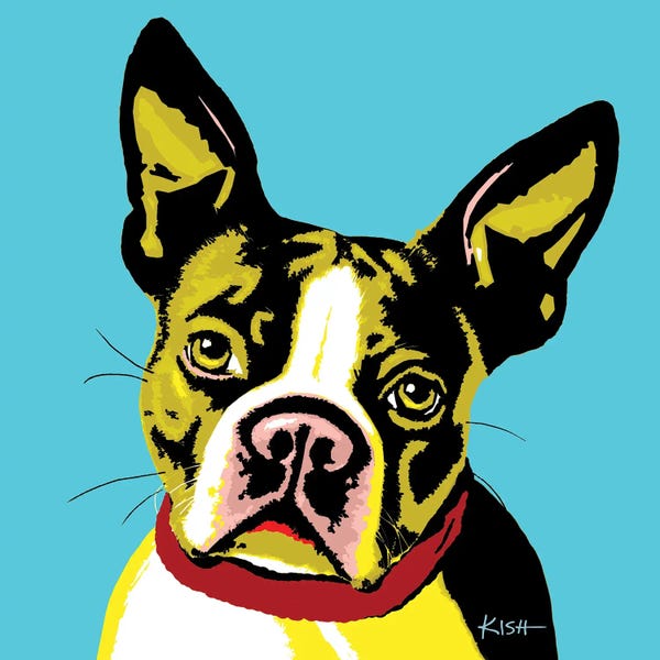 Similar To Andy Warhol: Boston Terrier Teal Woofhol by Gretchen KISH Serrano